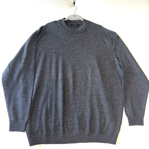 Castagne Merino Wool Sweater Mens Size 2XLT Mock Neck Pullover Long Sleeve Gray - Picture 1 of 11